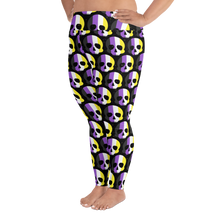 Load image into Gallery viewer, Nonbinary Pride Skull All-Over Print Plus Size Leggings
