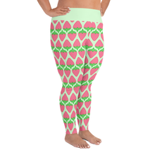 Load image into Gallery viewer, Strawberry Stripes All-Over Print Plus Size Leggings
