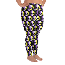 Load image into Gallery viewer, Nonbinary Pride Skull All-Over Print Plus Size Leggings
