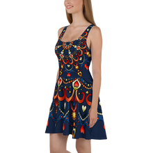Load image into Gallery viewer, Fire On Water Mandala Skater Dress
