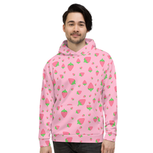 Load image into Gallery viewer, Strawberries On Pink Unisex Hoodie
