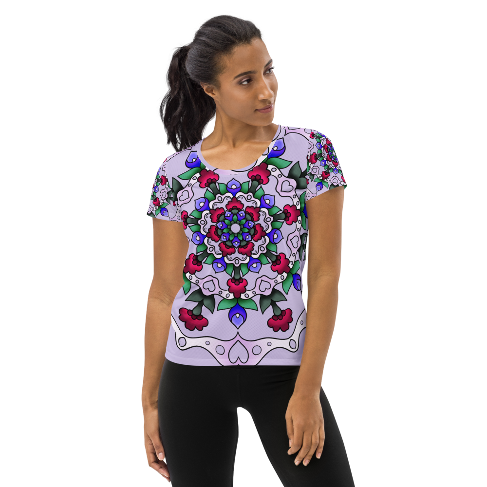 Lilies And Carnations Mandala All-Over Print Femme Athletic T-shirt