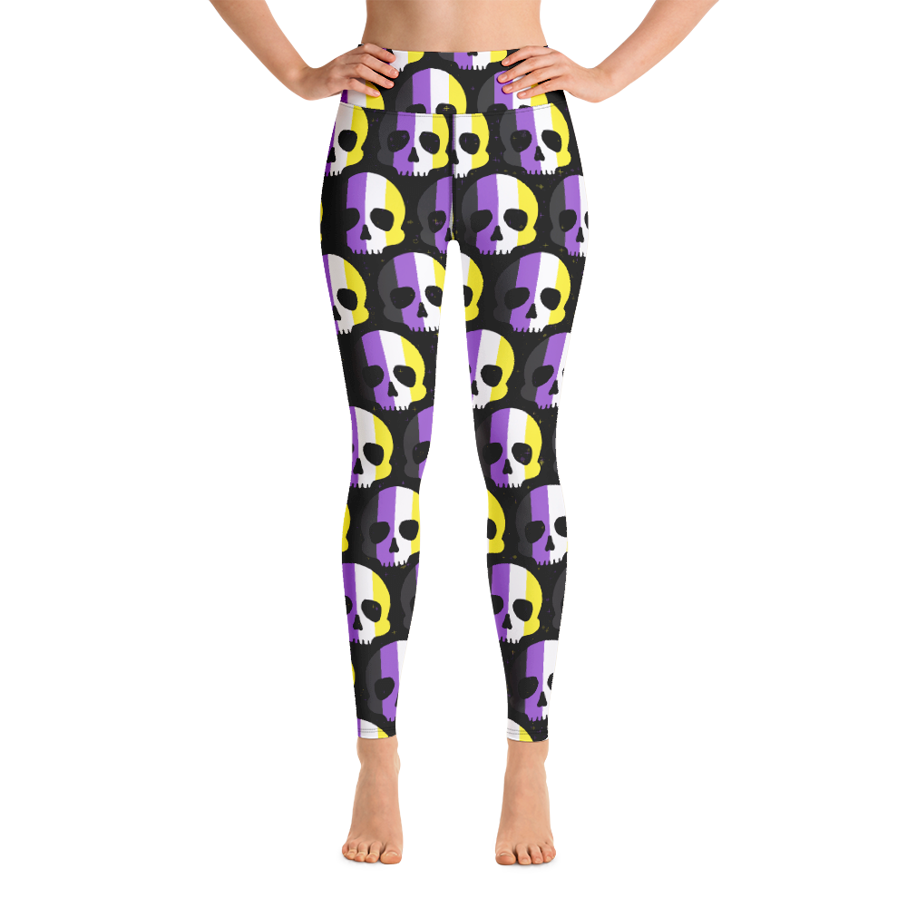 Nonbinary Pride Skull Leggings Yoga Leggings