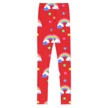 Load image into Gallery viewer, Rainbows Left On Red Youth Leggings
