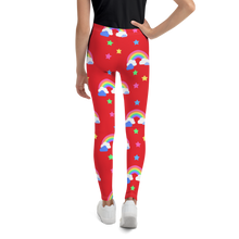 Load image into Gallery viewer, Rainbows Left On Red Youth Leggings
