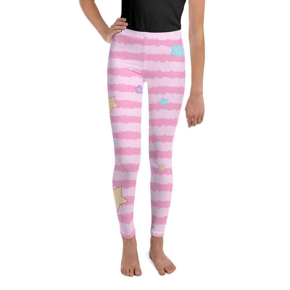 Pink Stripes And Stars Youth Leggings
