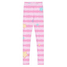 Load image into Gallery viewer, Pink Stripes And Stars Youth Leggings
