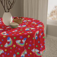 Load image into Gallery viewer, Rainbows Left On Red Tablecloth
