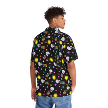 Load image into Gallery viewer, Rainbow Smoking Skull Short Sleeve Button Up
