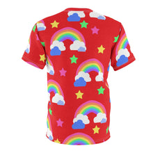 Load image into Gallery viewer, Rainbows Left On Red - Unisex AOP Tee
