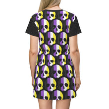 Load image into Gallery viewer, Nonbinary Pride Skull T-Shirt Dress
