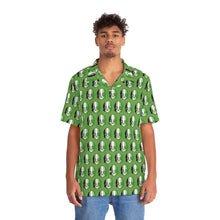 Load image into Gallery viewer, Aromantic Pride Skull Tile Short Sleeve Button Up Shirt
