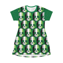 Load image into Gallery viewer, Aromantic Pride Skull  T-Shirt Dress
