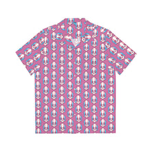 Load image into Gallery viewer, Trans Pride Skull Tile Short Sleeve Button Up (pink)

