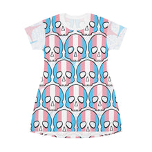 Load image into Gallery viewer, Trans Pride Skull T-Shirt Dress
