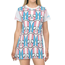 Load image into Gallery viewer, Trans Pride Skull T-Shirt Dress
