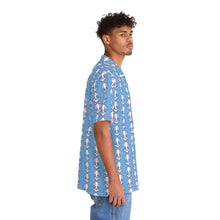 Load image into Gallery viewer, Trans Pride Skull Tile Short Sleeve Button Up (blue)
