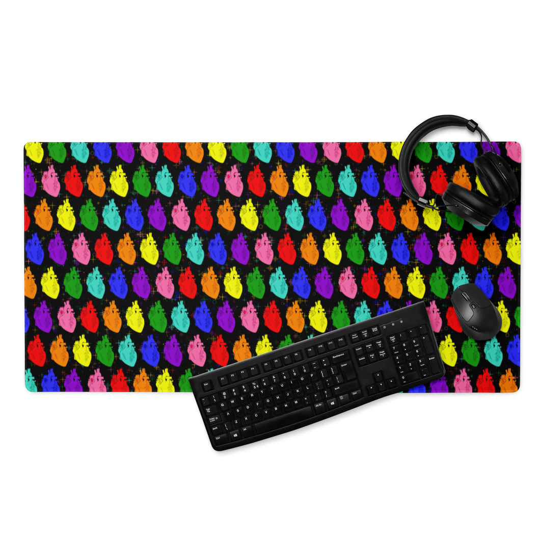 Retro Pride Hearts Gaming mouse pad