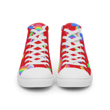 Load image into Gallery viewer, Rainbows Left On Red high top canvas shoes (Masc sizes)
