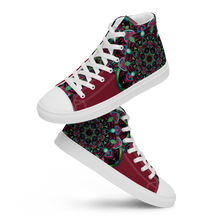 Load image into Gallery viewer, Fire And Earth Mandala high top canvas shoes (Masc sizes)
