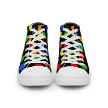 Load image into Gallery viewer, Rainbow Dice high top canvas shoes (masc sizes)

