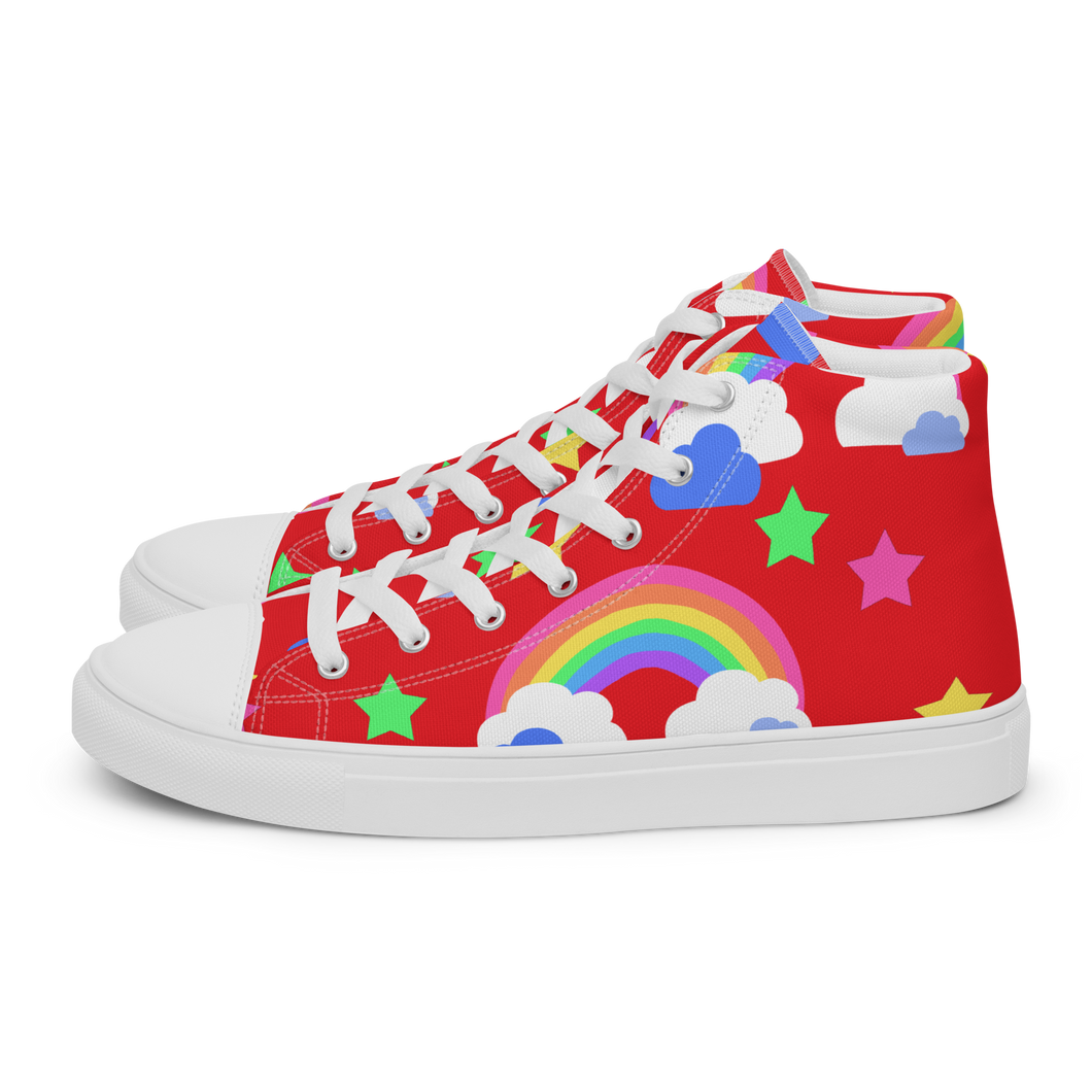 Rainbows Left On Red high top canvas shoes (Masc sizes)