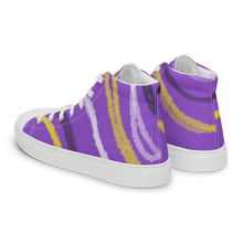 Load image into Gallery viewer, Abstract Nonbinary Pride high top canvas shoes (Mask sizes)
