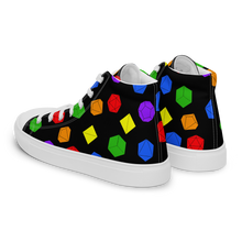 Load image into Gallery viewer, Rainbow Dice high top canvas shoes (masc sizes)
