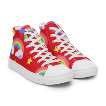 Load image into Gallery viewer, Rainbows Left On Red high top canvas shoes (Masc sizes)
