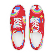 Load image into Gallery viewer, Rainbows Left On Red  lace up canvas shoes (Masc sizes)
