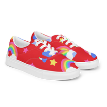 Load image into Gallery viewer, Rainbows Left On Red  lace up canvas shoes (Masc sizes)
