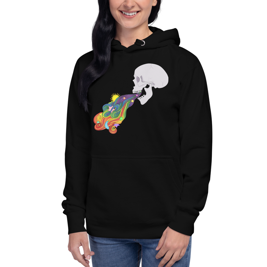 Rainbow Smoke Skull Unisex Hoodie 100 % cotton