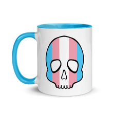 Load image into Gallery viewer, Trans Pride Skull Mug with Color Inside
