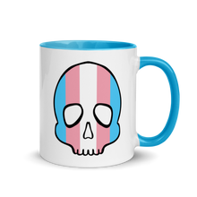 Load image into Gallery viewer, Trans Pride Skull Mug with Color Inside
