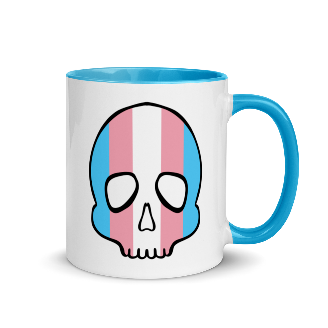 Trans Pride Skull Mug with Color Inside