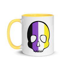 Load image into Gallery viewer, Nonbinary Pride Skull Mug with Color Inside
