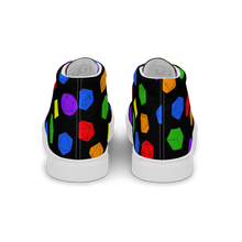 Load image into Gallery viewer, Rainbow Dice high top canvas shoes (Femme sizes)
