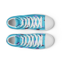 Load image into Gallery viewer, Teal Stripes high top canvas shoes (Femme sizes)
