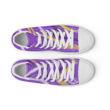 Load image into Gallery viewer, Abstract Nonbinary Pride high top canvas shoes (femme sizes)
