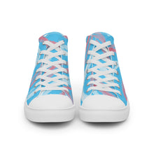 Load image into Gallery viewer, Abstract Trans Pride  high top canvas shoes (Fem sizes)
