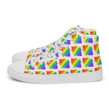 Load image into Gallery viewer, Rainbow Tile high top canvas shoes (Femme sizes)
