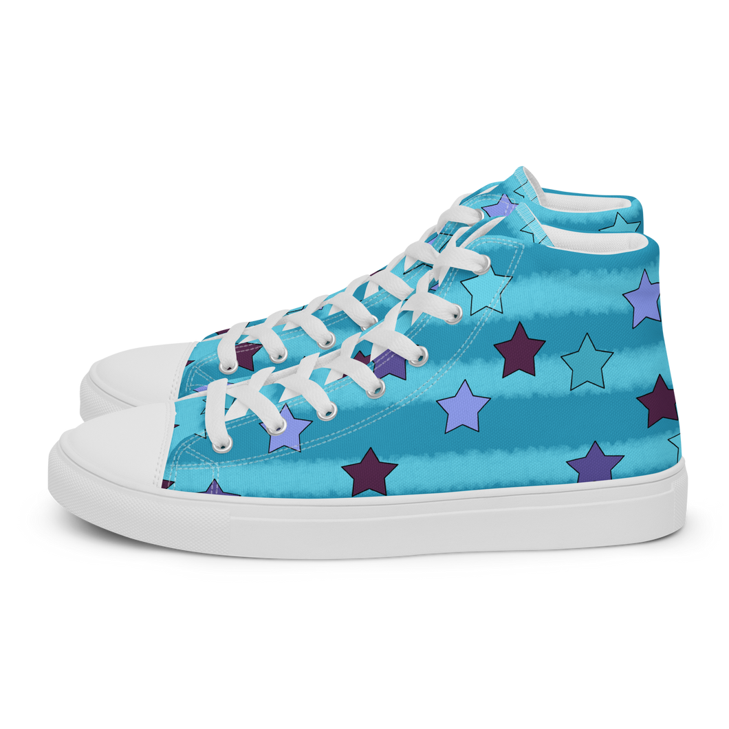 Teal Stripes high top canvas shoes (Femme sizes)