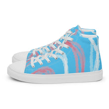Load image into Gallery viewer, Abstract Trans Pride  high top canvas shoes (Fem sizes)
