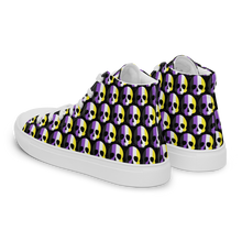 Load image into Gallery viewer, Nonbinary Pride Skull  high top canvas shoes (Femme Sizes)
