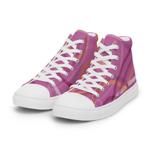 Load image into Gallery viewer, Abstract Lesbian Pride high top canvas shoes (Femme sizes)
