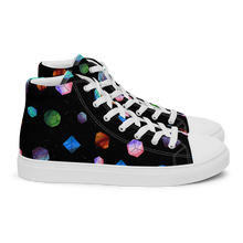 Load image into Gallery viewer, Galaxy Polyhedrons high top canvas shoes (femme sizes)
