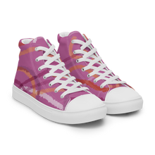 Load image into Gallery viewer, Abstract Lesbian Pride high top canvas shoes (Femme sizes)
